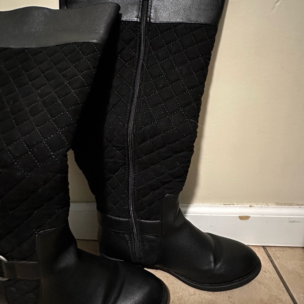 Torrid Black Quilted 17 inch Wide Calf Knee High Boots